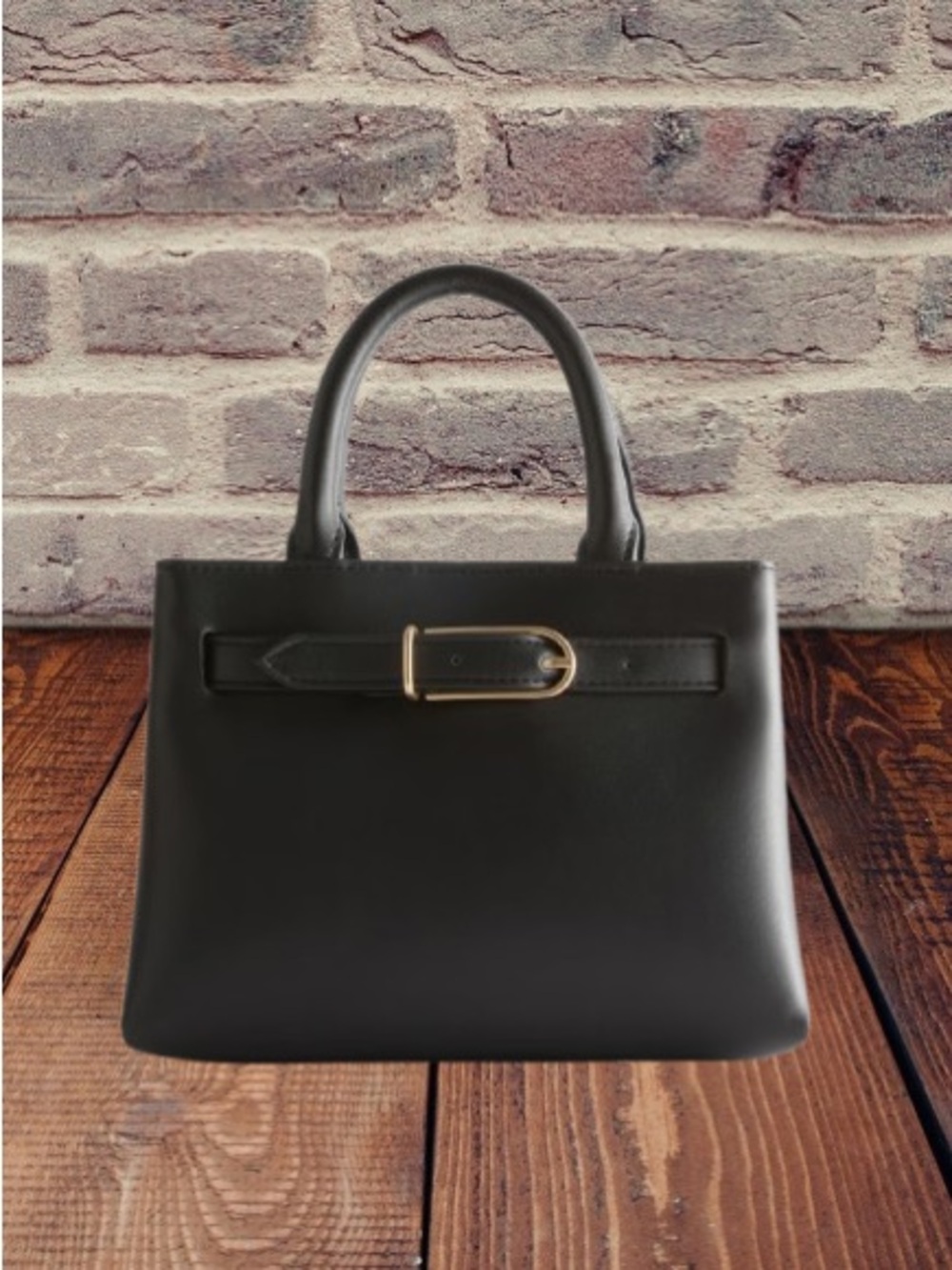 Black Mini Tote Bag With Carry Handles And a Crossbody Strap